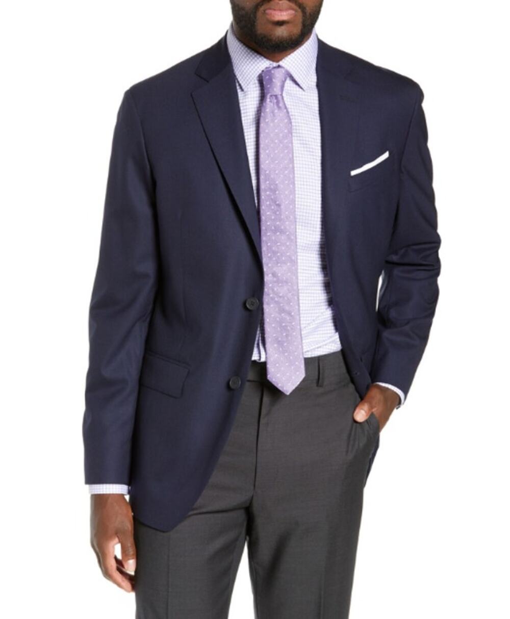 NORDSTROM Men's Tech Smart Trim Fit Suit Jacket 42R Navy Blue Stretch NWOT